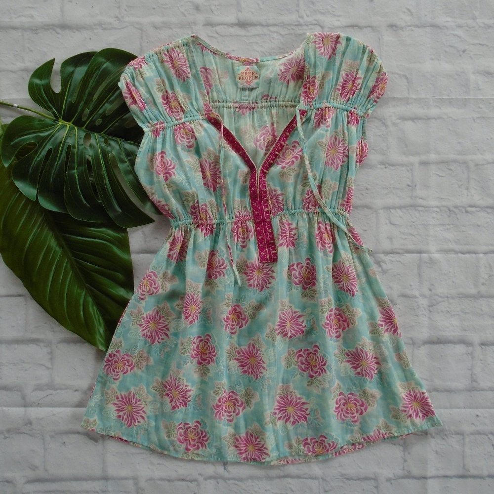 FREE PEOPLE Boho Peasant Empire Waist Top Size S
